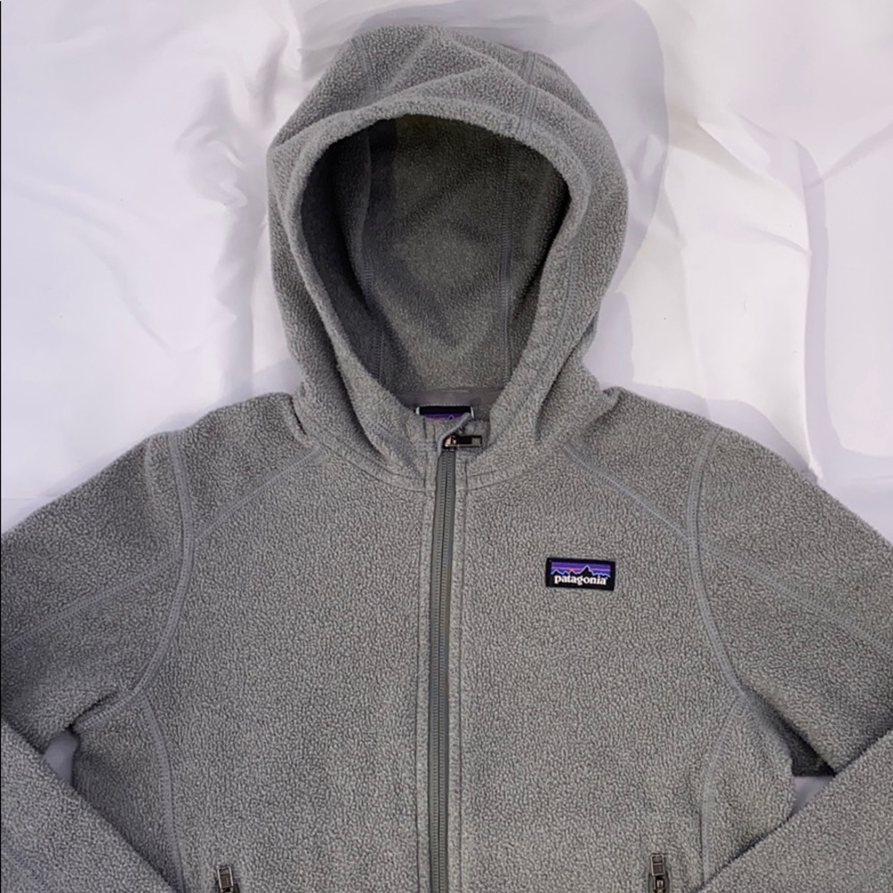 Patagonia Grey Fleece Hoodie Jacket M 10